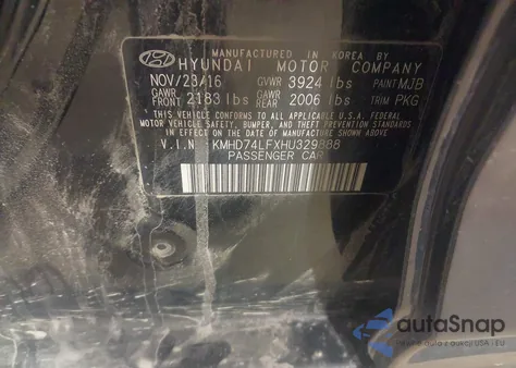 2017 Hyundai Elantra Se from USA, damaged, VIN KMHD74LFXHU329888